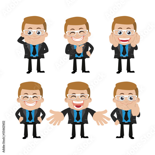 Set of businessman characters in different poses