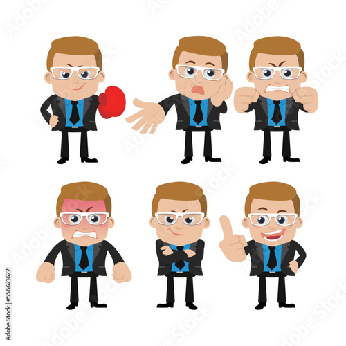 Set of businessman characters in different poses