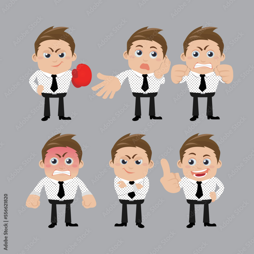 Set of businessman characters in different poses Set of businessman characters in different poses