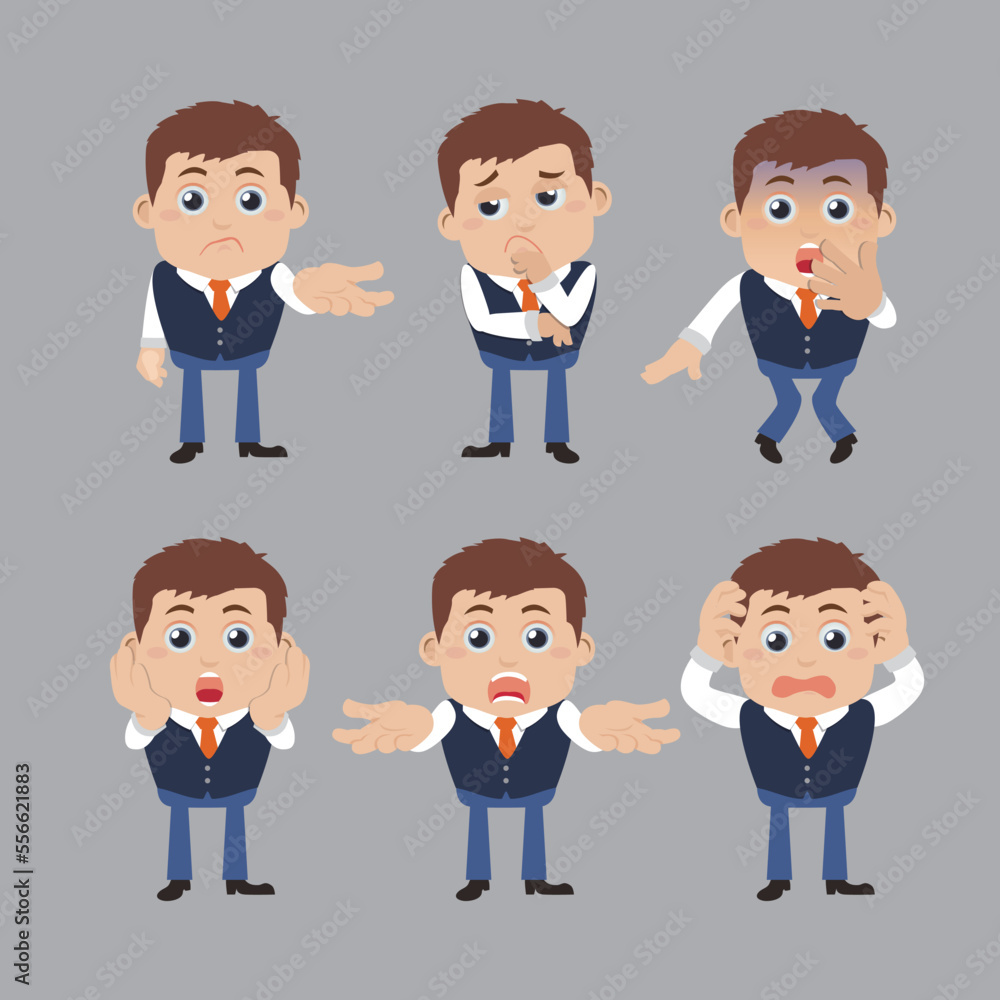 Set of businessman characters in different poses Set of businessman characters in different poses