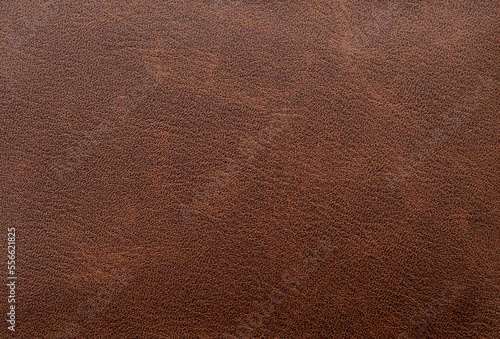 Natural brown leather texture or background, top view, space for text