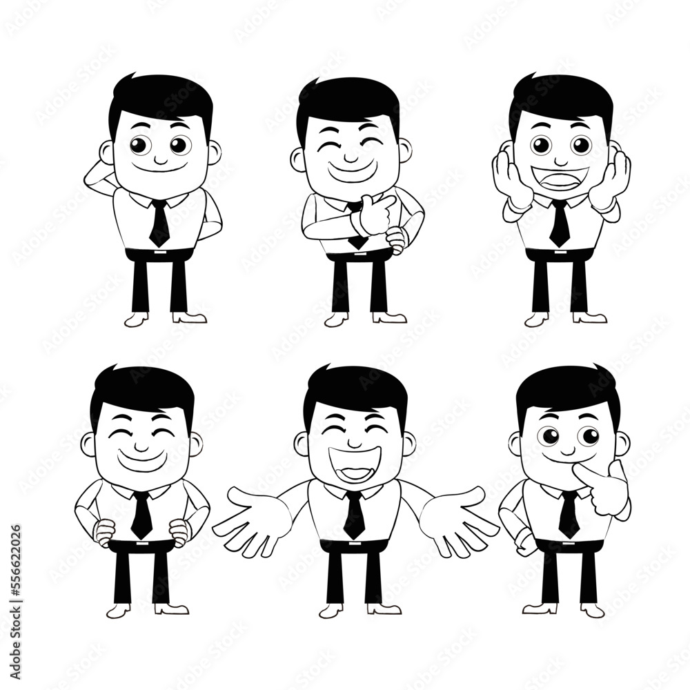 Set of businessman characters in different poses Set of businessman characters in different poses