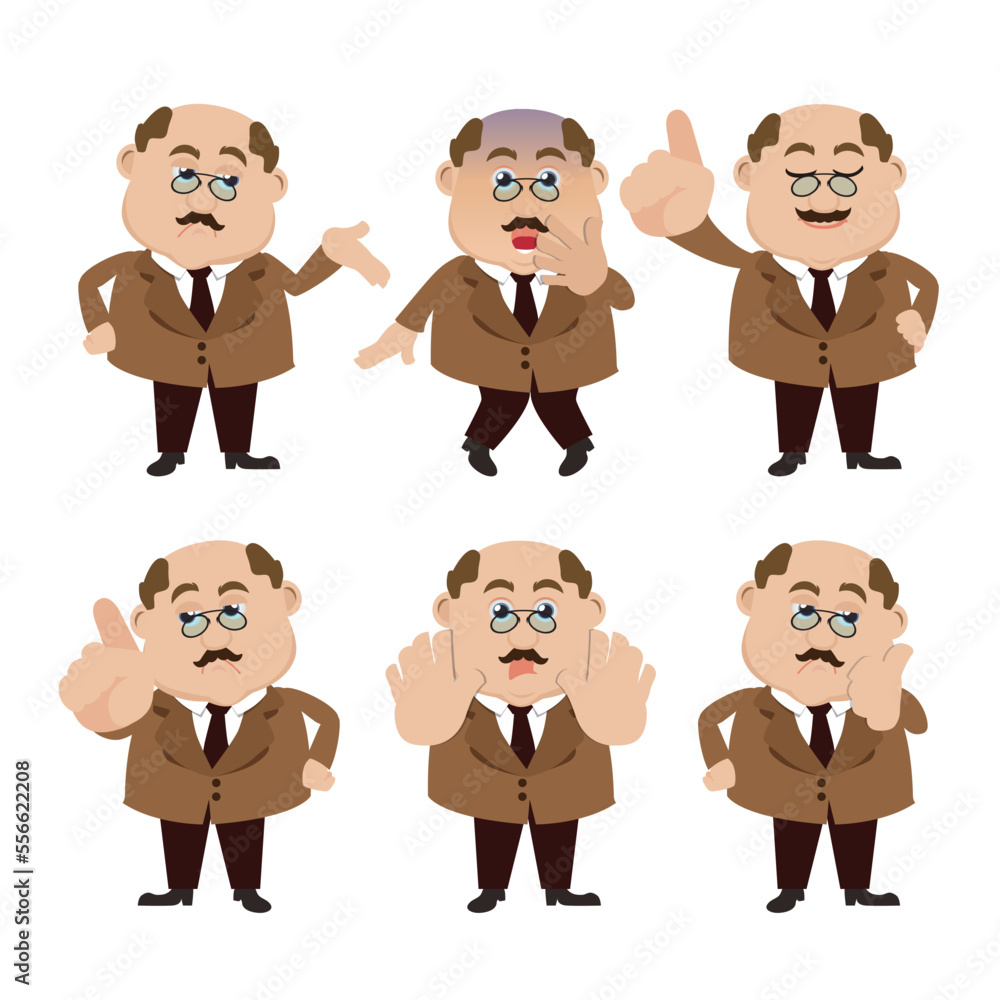 Set of businessman characters in different poses Set of businessman characters in different poses