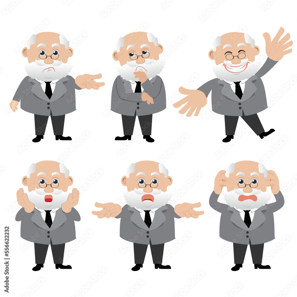 Set of businessman characters in different poses Set of businessman characters in different poses