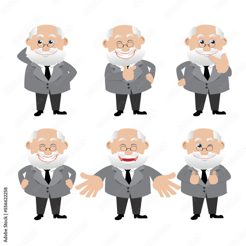 Set of businessman characters in different poses Set of businessman characters in different poses