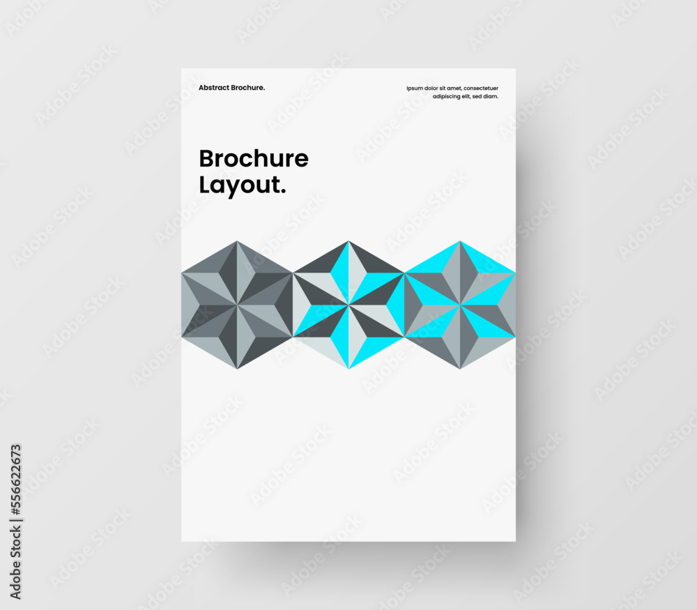 Amazing mosaic shapes pamphlet template. Original placard A4 vector design layout.