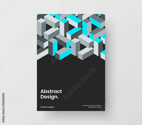 Fresh corporate brochure design vector layout. Simple mosaic hexagons magazine cover template.