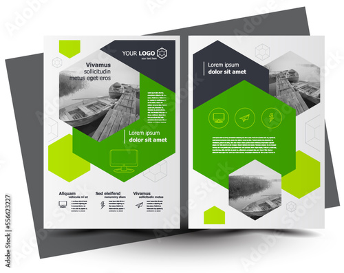 Flyer brochure design, business flyer size A4 template, creative leaflet, trend cover hexagon