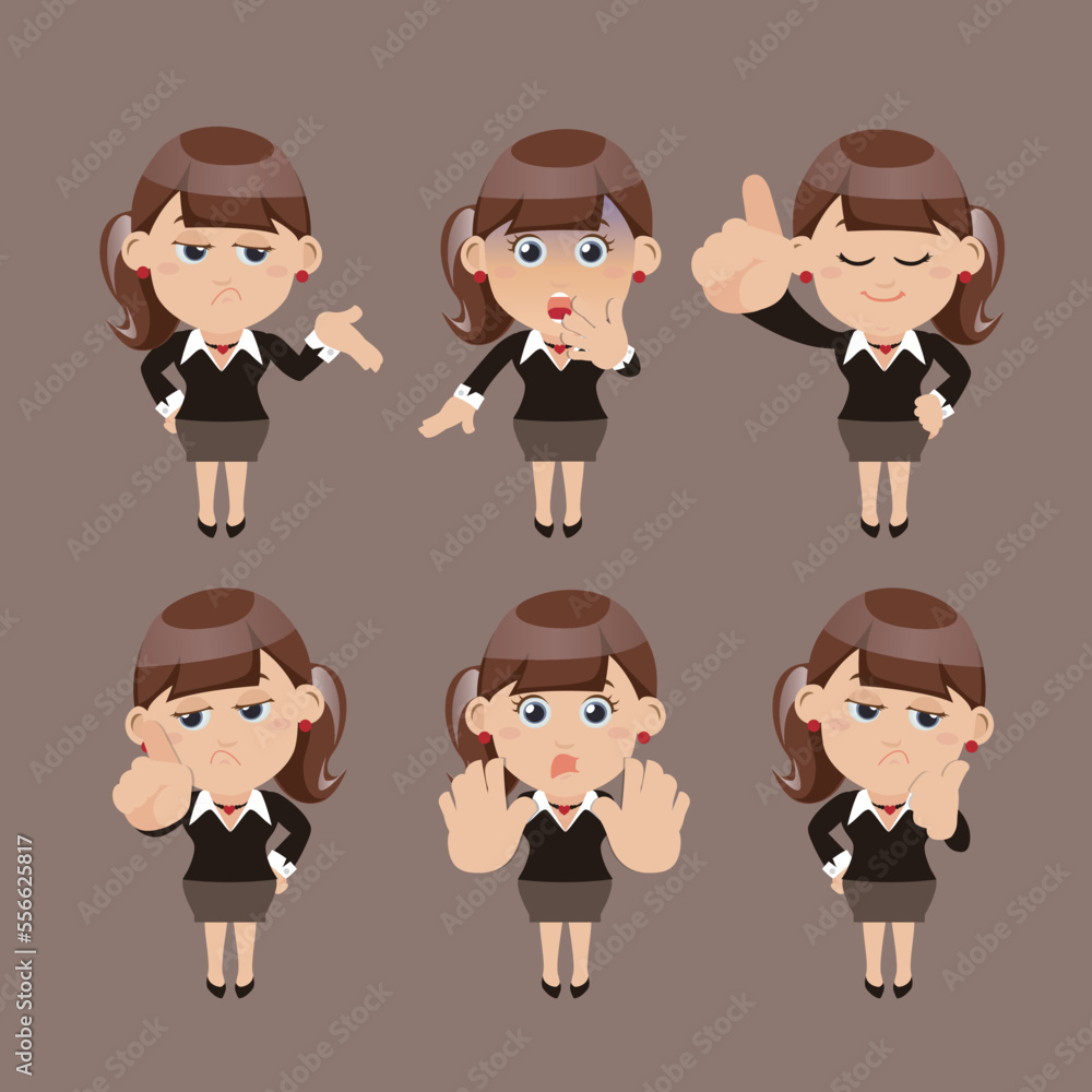 Fototapeta premium Set of businesswoman characters in different poses