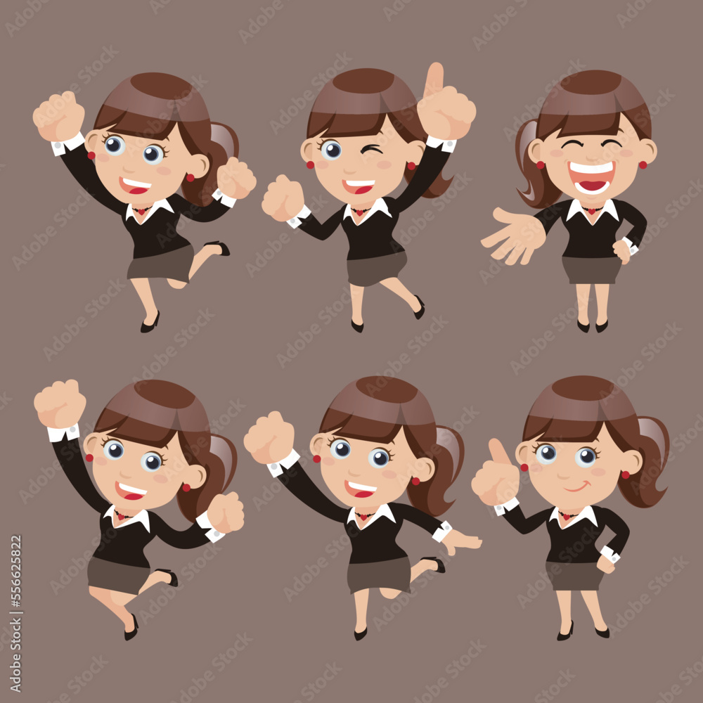 Set of businesswoman characters in different poses Set of businesswoman characters in different poses
