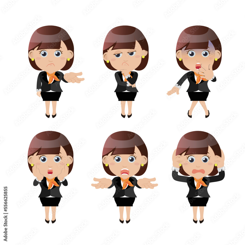 Set of businesswoman characters in different poses Set of businesswoman characters in different poses