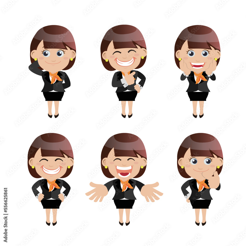 Set of businesswoman characters in different poses Set of businesswoman characters in different poses