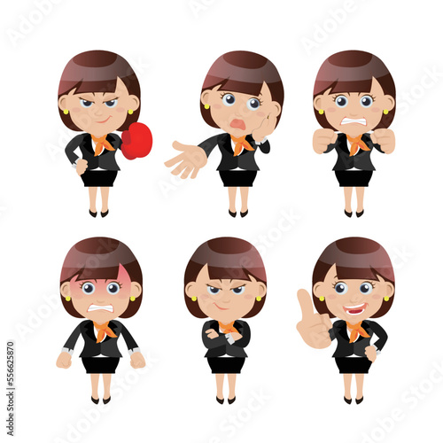 Set of businesswoman characters in different poses