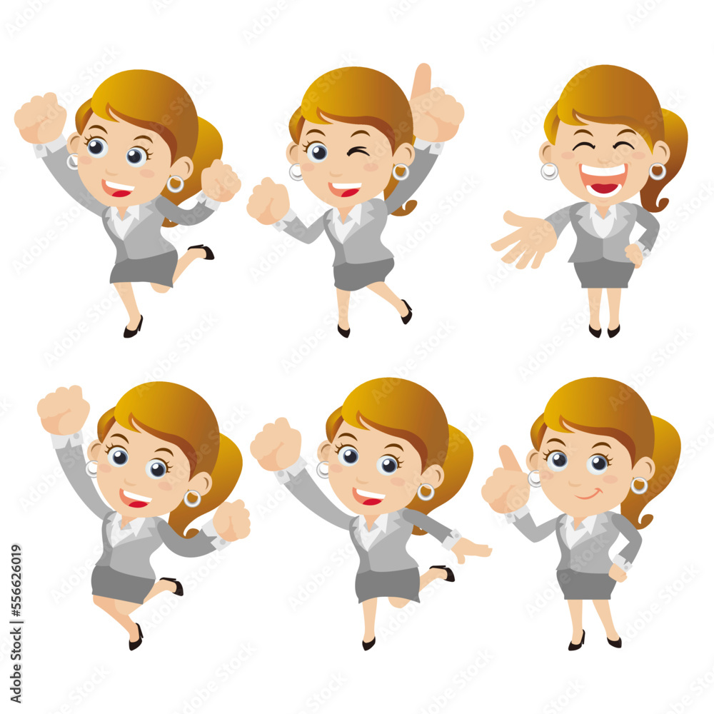 Set of businesswoman characters in different poses Set of businesswoman characters in different poses