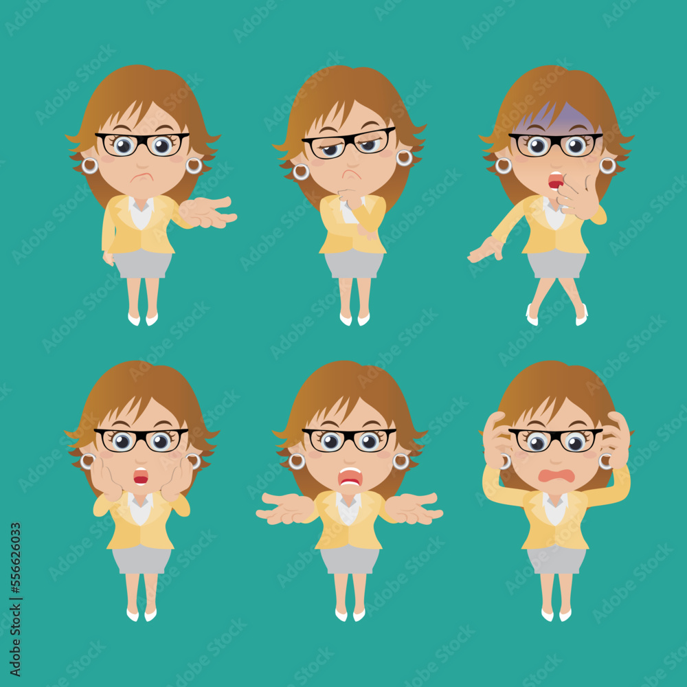 Set of businesswoman characters in different poses Set of businesswoman characters in different poses