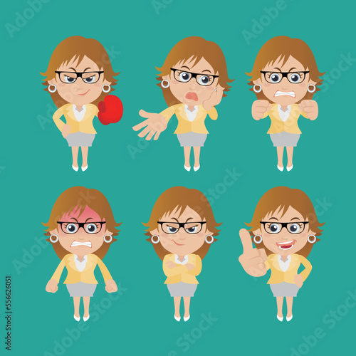 Set of businesswoman characters in different poses