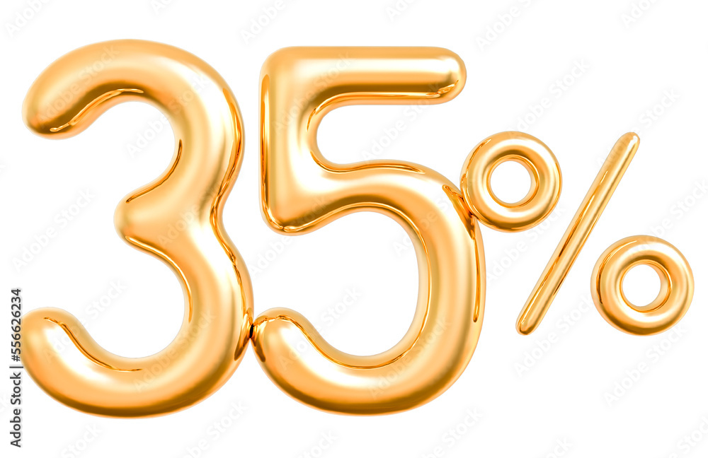 Discount 35 percent number gold 3d with generative AI Discount 35 percent number gold 3d with generative AI