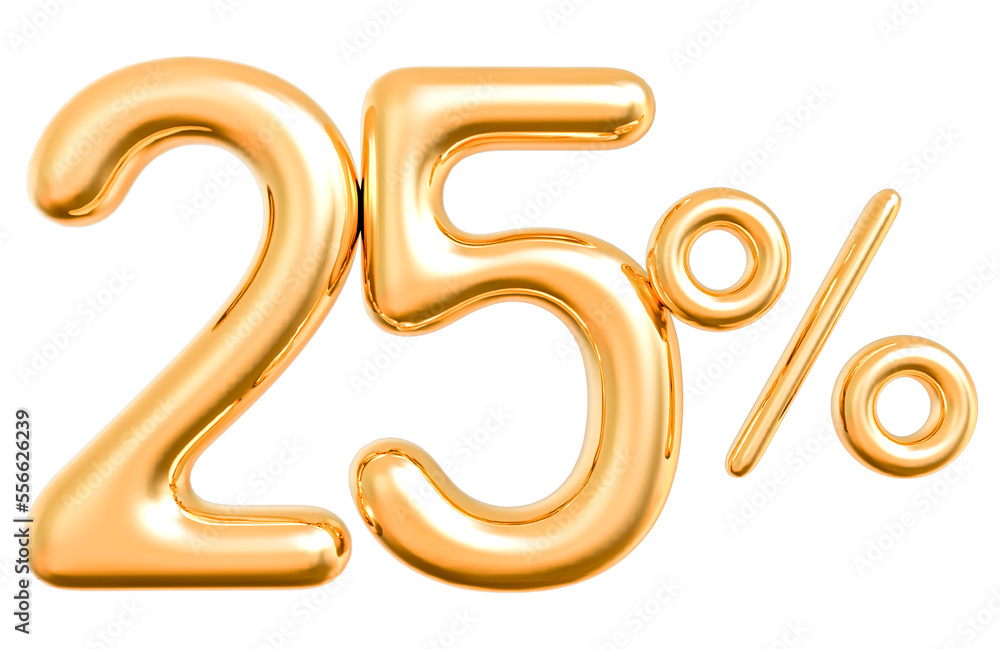 Discount 25 percent number gold 3d with generative AI Discount 25 percent number gold 3d with generative AI
