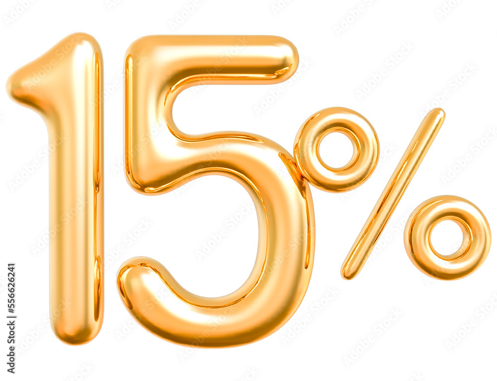 Discount 15 percent number gold 3d with generative AI Discount 15 percent number gold 3d with generative AI