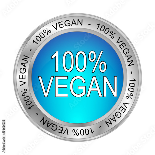 100% Vegan Button - 3D illustration