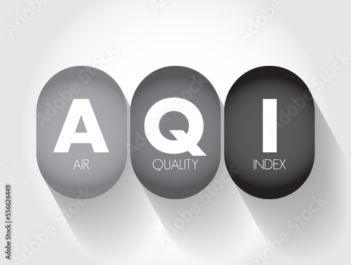 AQI - Air Quality Index is used by government agencies to communicate to the public how polluted the air, acronym text concept for presentations and reports