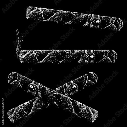 Cigars hand drawing vector isolated on black background.