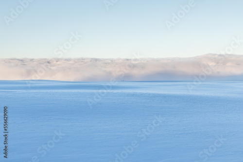 horizon with clouds and snow