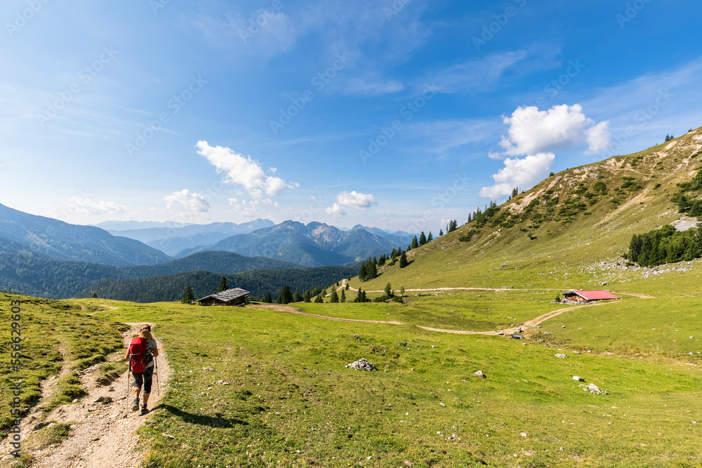 Germany, Bavaria, Female hiker on way to summit of Taubenstein mountain Germany, Bavaria, Female hiker on way to summit of Taubenstein mountain