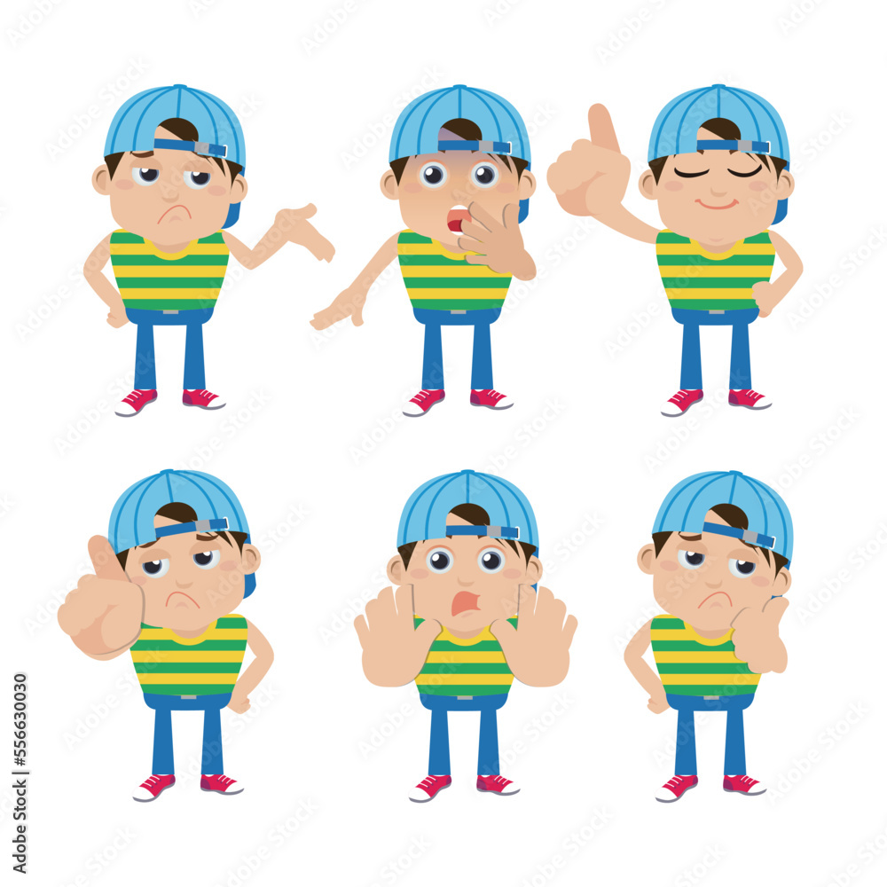 Set of young man characters in different poses Set of young man characters in different poses
