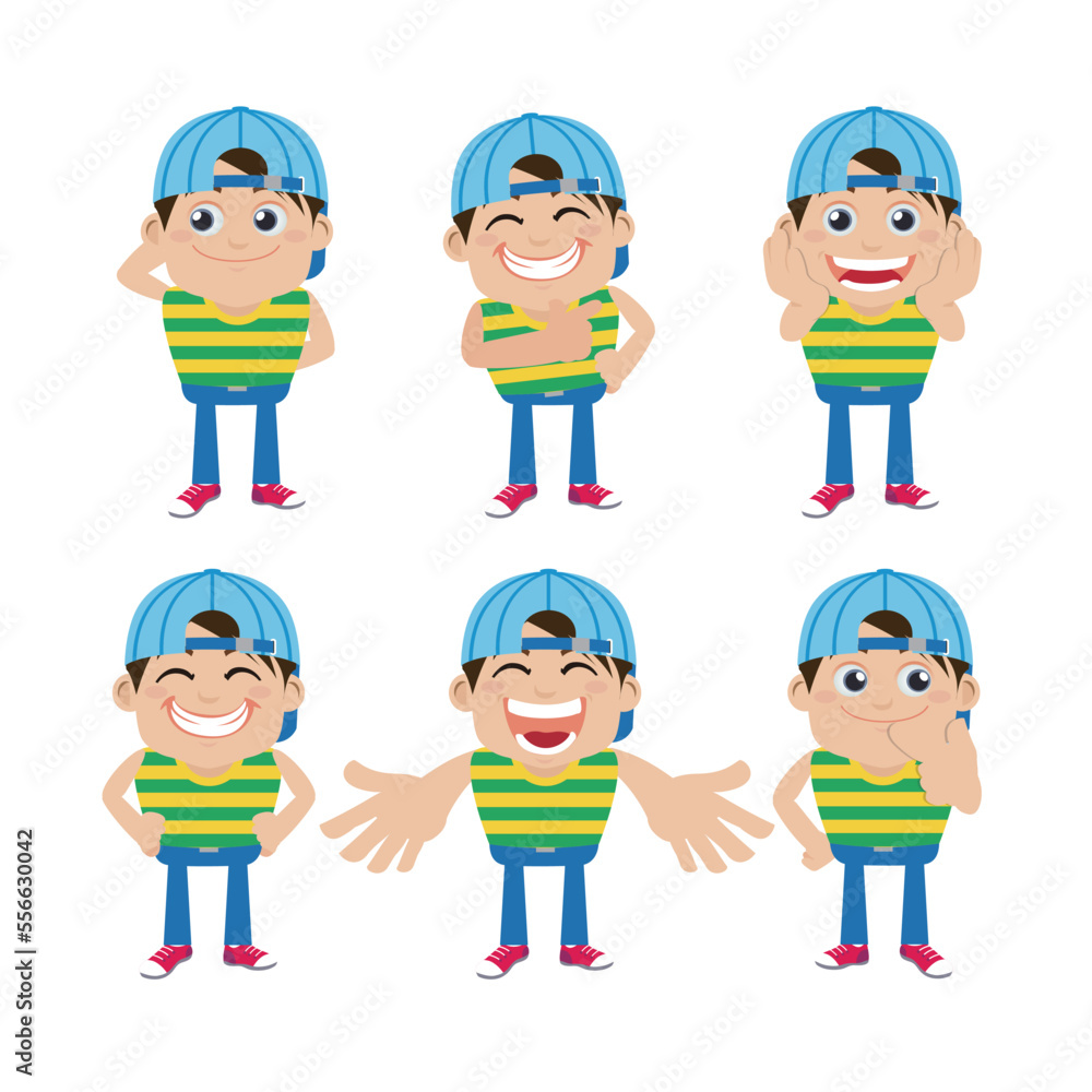 Set of young man characters in different poses Set of young man characters in different poses