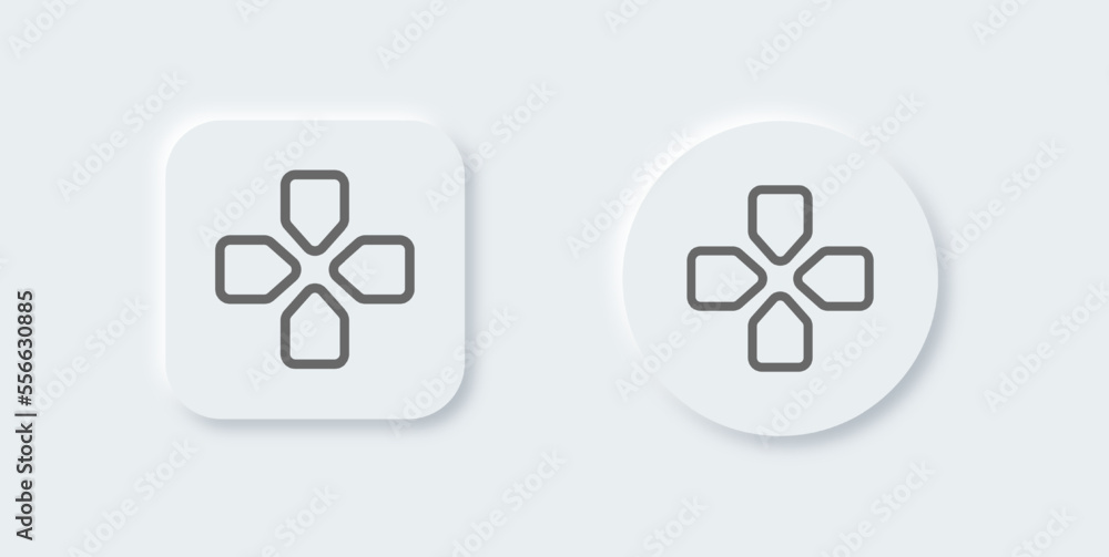 Joystick navigation line icon in neomorphic design style. Controller signs vector illustration. Joystick navigation line icon in neomorphic design style. Controller signs vector illustration.