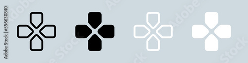 Joystick navigation icon set in black and white. Controller signs vector illustration.