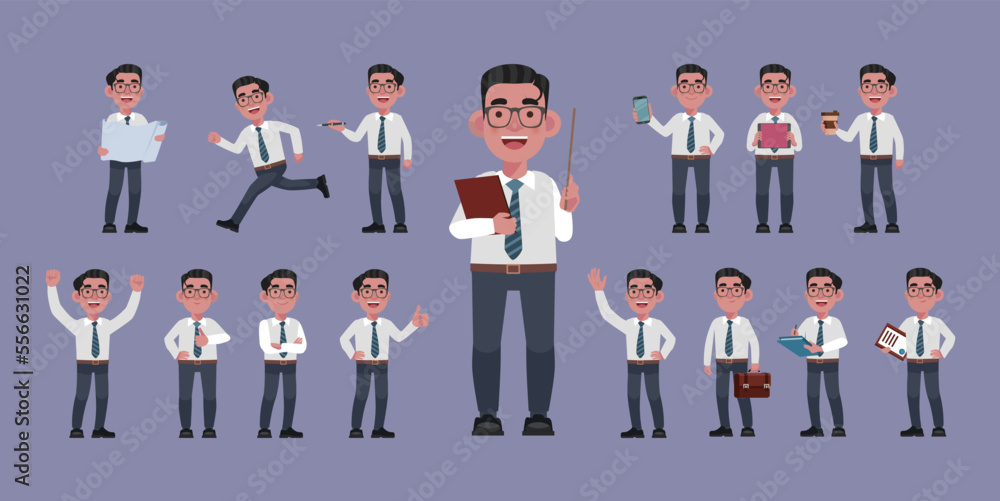Set of flat people with different poses Set of flat people with different poses