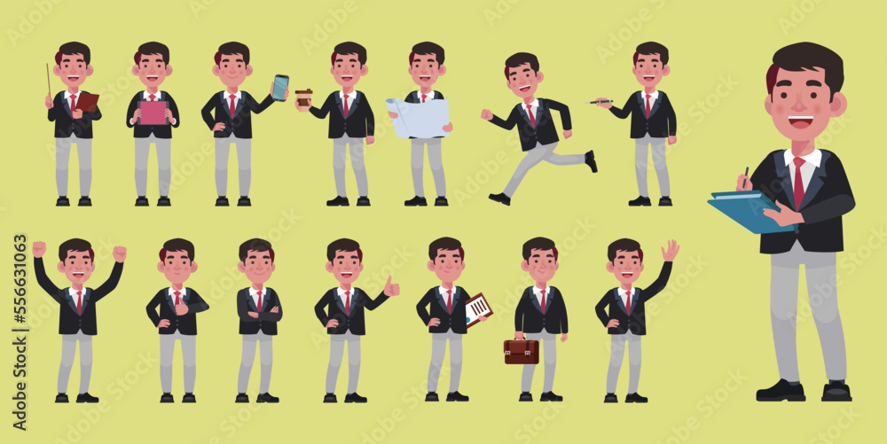 Fototapeta premium Set of flat people with different poses