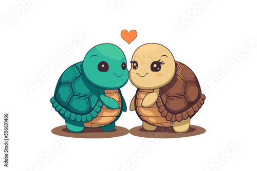 happy turtle couple in love animal valentine day card invitation background