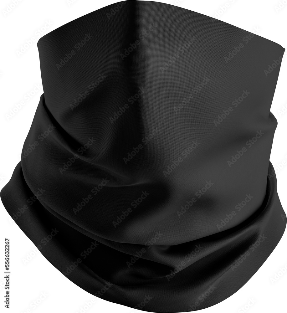 Black Neck Gaiter Isolated Mockup 3D Illustration, Front View