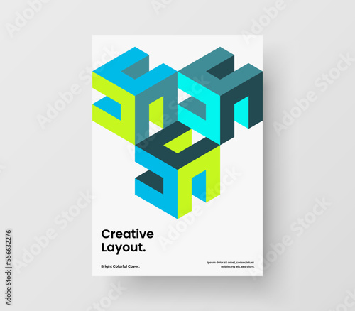 Clean mosaic shapes handbill concept. Original magazine cover A4 vector design layout.