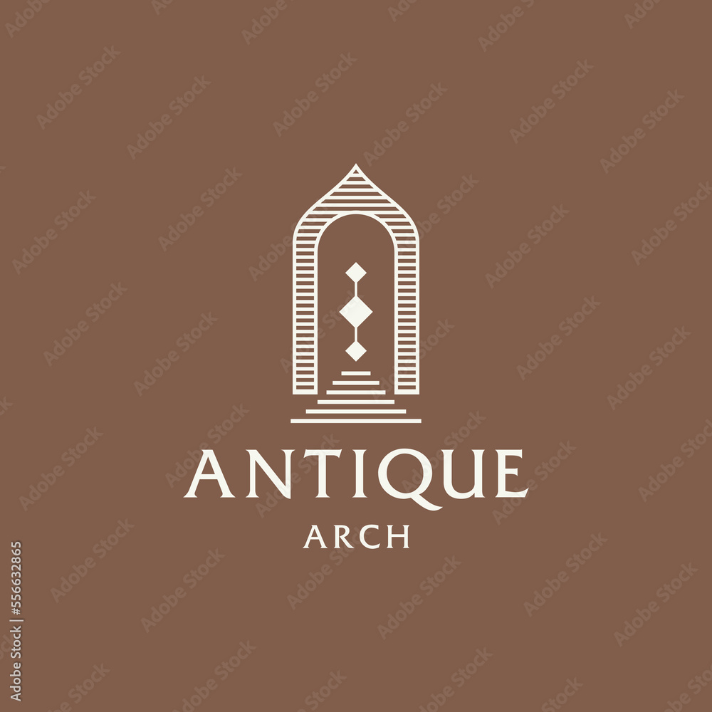 mystic doorway logo, antique arch architecture entrance and stairway icon, with door, window and palm trees in contemporary aesthetic boho style mystic doorway logo, antique arch architecture entrance and stairway icon, with door, window and palm trees in contemporary aesthetic boho style