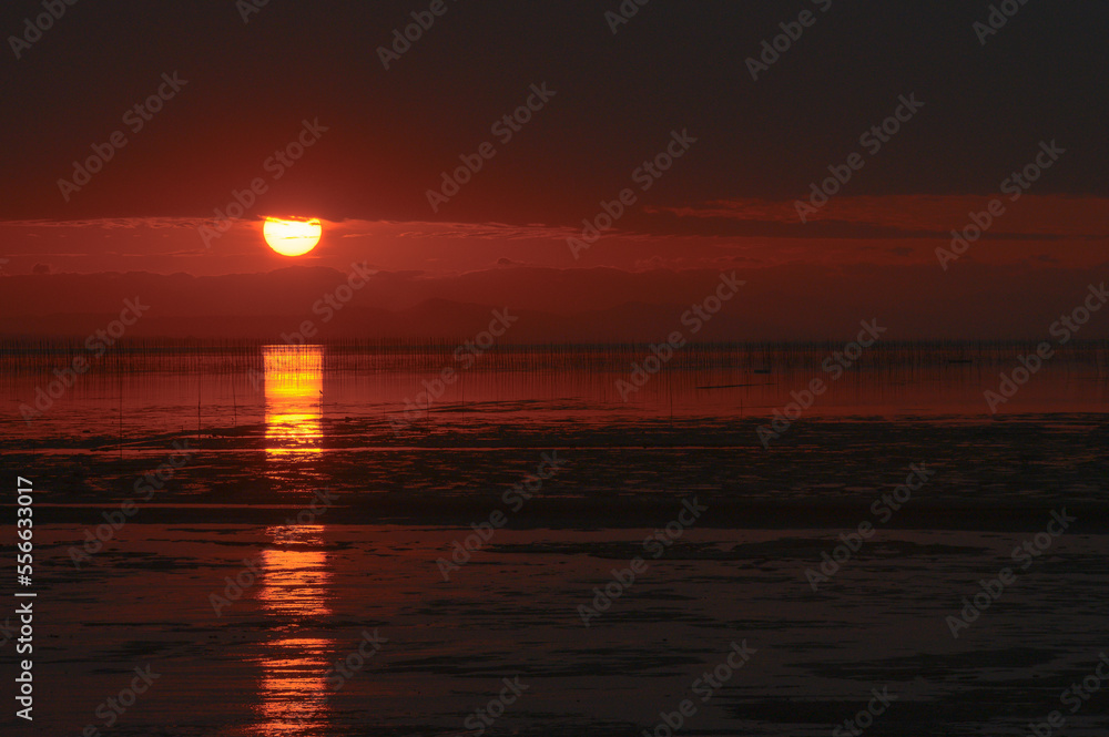 干潟の夕景 干潟の夕景