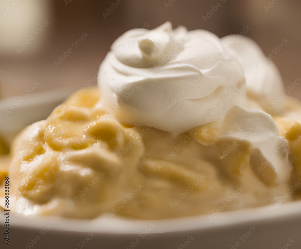 Illustration of banana pudding, generative ai Illustration of banana pudding, generative ai