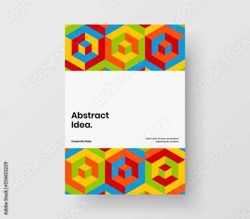 Clean geometric tiles corporate brochure illustration. Unique annual report vector design layout.
