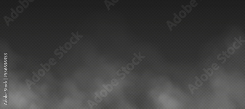Fog or smoke effect, realistic smog, haze, mist or cloudiness isolated on transparent background. Vector illustration.
