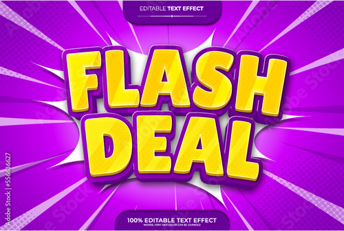 Flash deal 3d editable text effect. Online Shopping concept. Comic style background. Vector art illustration