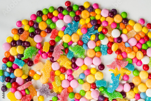 candy on the table, colorful candy background