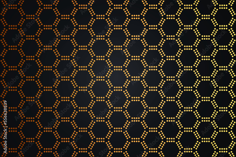 geometric hexagon pattern with dots in golden-black color geometric hexagon pattern with dots in golden-black color