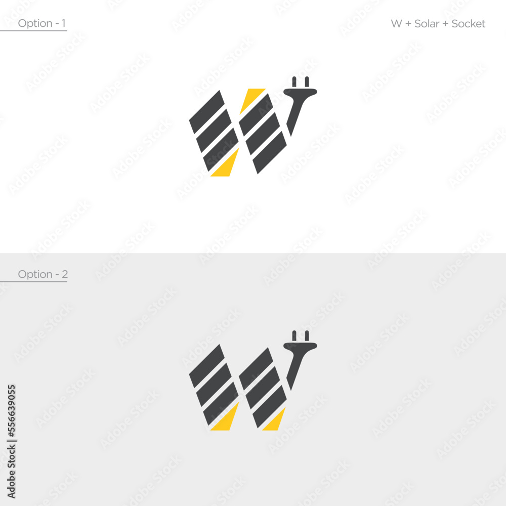 Obraz premium Letter W Branding Solar Electric Socket Logo Design