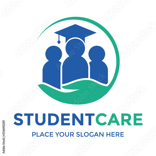 Student care vector logo template. This design use hand symbol. Suitable for education.