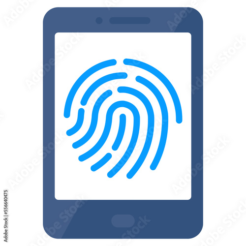 Vector design of mobile fingerprint, flat icon