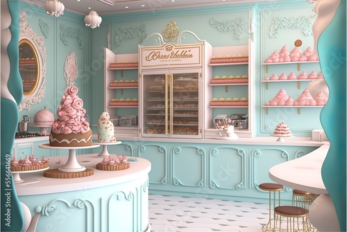 cake shop interior, cute and fancy