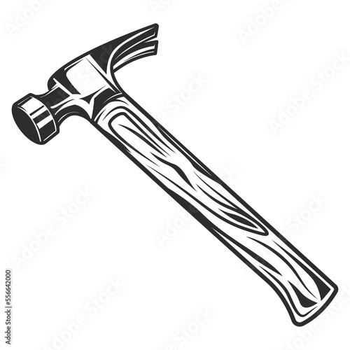 Construction carpenter hammer monochrome concept illustration